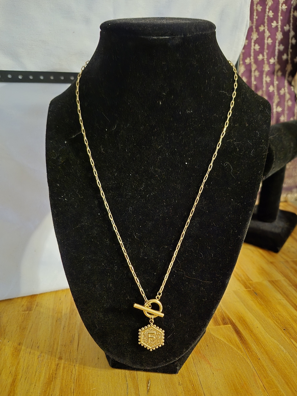 Plunder Gold Hexagon Toggle Pendant Necklace